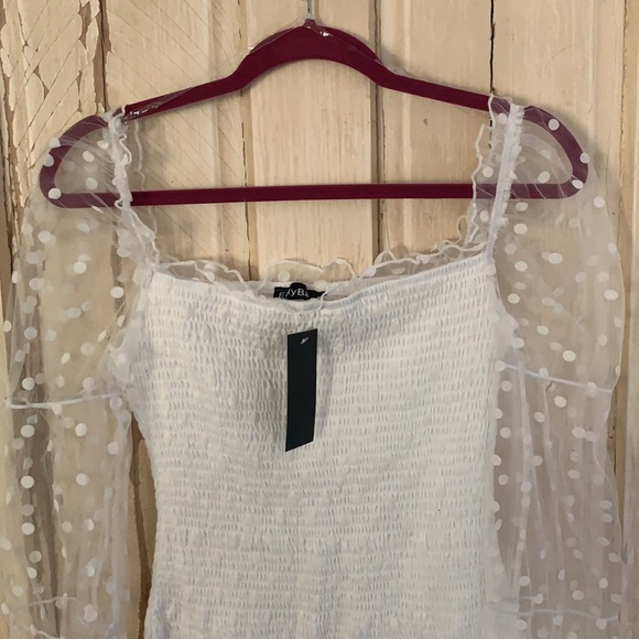 White Dress with Sheer long sleeves - Picture 4 of 4